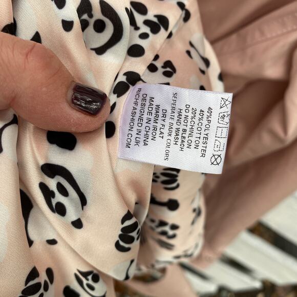 NWT Light Pink Mid Length Trench Coat 6 Embellished Rhinestone Feminine Whimsy - Picture 12 of 16